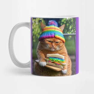 Orange Cat with Rainbow Hat Mug